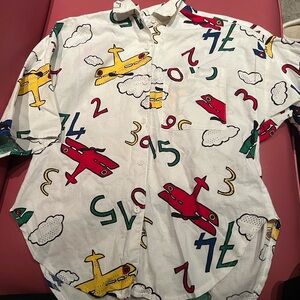 Colorful Airplane Print Short Sleeve Tee
